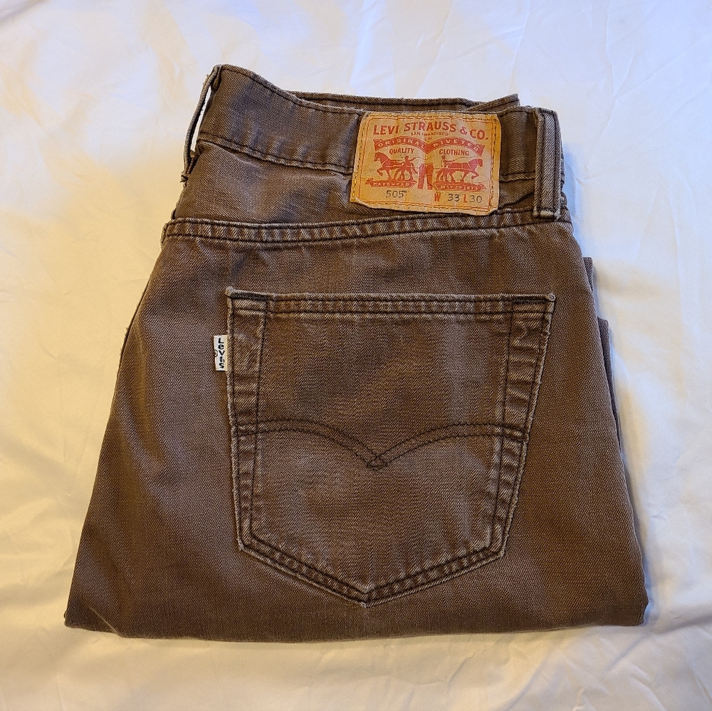 Levi Strauss Men's 505 Standard Fit Jeans Brown 33 x 30